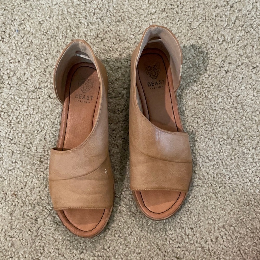 Tan cut out sandals